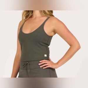 Vuori Dark Olive Ribbed Tank Top